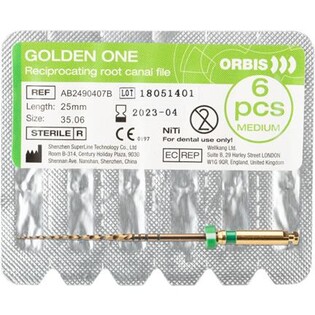 ORBIS Golden One Pilniki Medium 25mm 35.06 zielone 6szt. sterylne