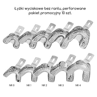 Ori łyżki wyciskowe pełne perforowane bez rantu - zestaw 10szt do braków częściowych