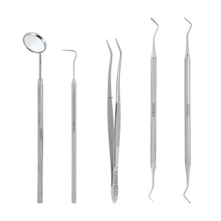 Ori zestaw diagnostyczny nr 1 (lusterko 22mm, zgłębnik prostokątny, nakładacz 2,0x2,0, pęseta Meriam, upychadło kulkowe małe 1,2x1,6)