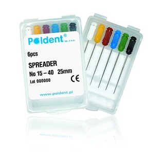 Spreader palcowy Poldent 25mm 025 czerwony 6szt/opak. rozpychacz do gutta-perki (finger spreader)