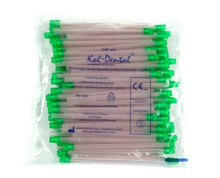 ślinociągi Kol-Dental transparentne zielona końcówka 100 szt. długość 15cm
