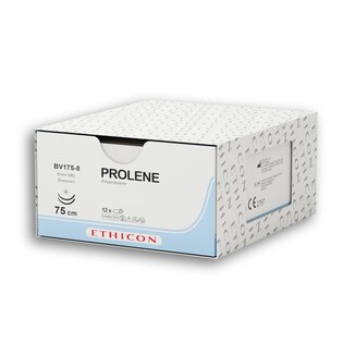 Ethicon Prolene 7/0 45cm igła 8mm 3/8 koła konw. tnąca kosmetyczna 12szt/opak.
