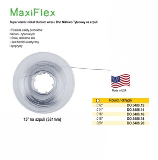 Drut okrągły NiTi .012" MaxiFlex szpula 381mm/15"