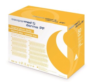 Rękawiczki 7,5 sterylne antyalergiczne Semper Derma PF 1 para (niepudrowane) żółte op.