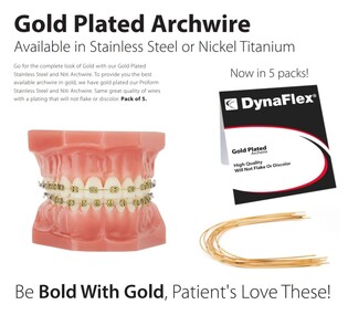 ŁUKI GOLD NITI ARCHWIRE 016X022 UPPER 5 PER PACKAGE