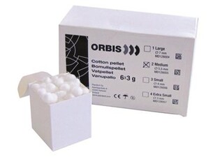 Kulki z waty Orbis nr 3 S małe 4mm 6x3g cotton pellets OPAKOWANIE