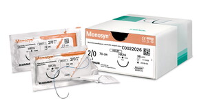 Monosyn 6/0 70cm igła 12mm 3/8 koła (DS12) 1 SZTUKA szew wchłanialny fioletowy glikonatowy WYPRZEDAZ NA SZTUKI