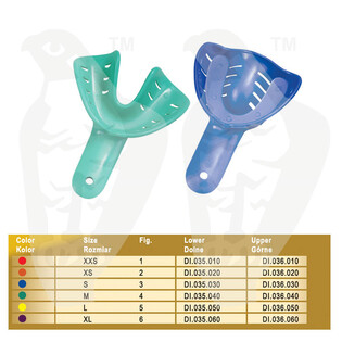 Łyżki wyciskowe plastikowe Pro Lock (1 sztuka)- ortodontyczne fig.1 rozm.XXS dolne jednorazowe czerwone 10szt./op