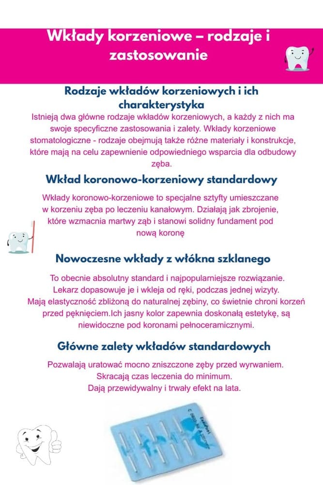 Rodzaje wkłądów korzeniowych